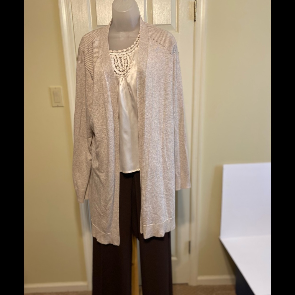 verve ami - Long sleeve tan open tunic sweater, Size: XL